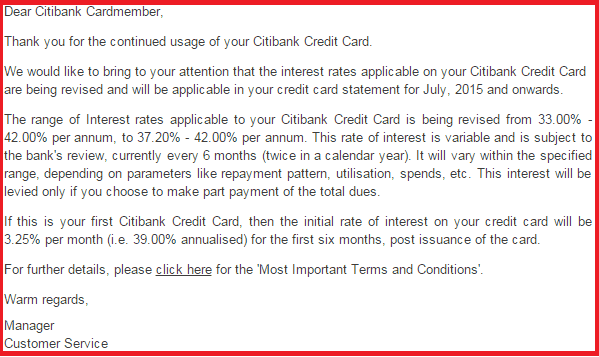 Credit card interest rate